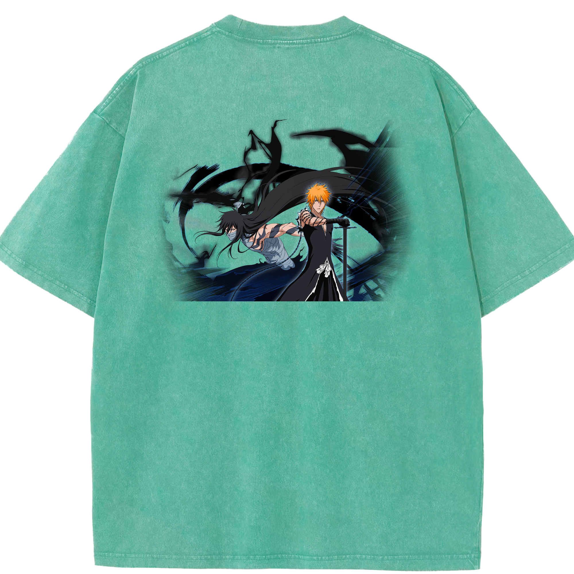 （画像用） ブリーチ 黒崎一護（くろさき いちご）BLEACH Kurosaki Ichigo 綿100% ヴィンテージ風 半袖Tシャツ（背面プリント）